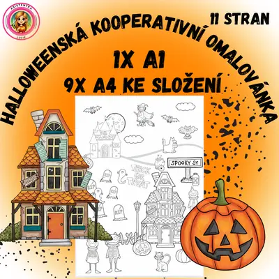 Halloweenská kooperativní omalovánka