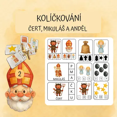 Kolíčkování - Mikuláš, čert a anděl