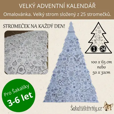  Velký omalovánkový adventní kalendář - vánoční strom 