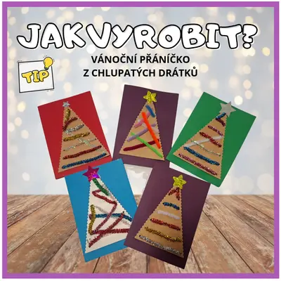 Vánoční přáníčko z chlupatých drátků 🎄