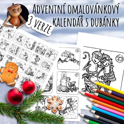 Adventní omalovánkový kalendář s dubánky