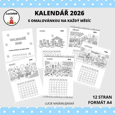 KALENDÁŘ S OMALOVÁNKOU 2026