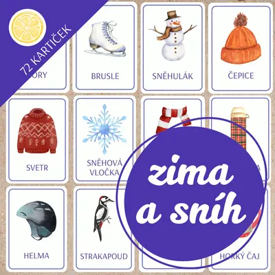 ZIMA A SNÍH - obrázkové demonstrační karty