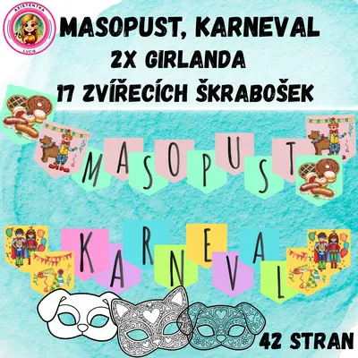 Masopust a karneval  - girlandy a zvířecí škrabošky