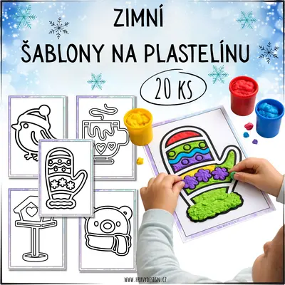 Zimní šablony na plastelínu, modelínu