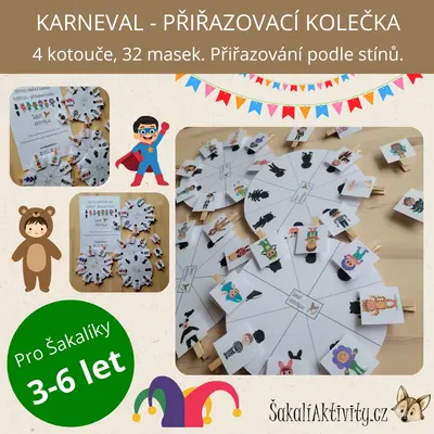 KARNEVALOVÉ MASKY - PŘIŘAZOVACÍ KOLEČKO