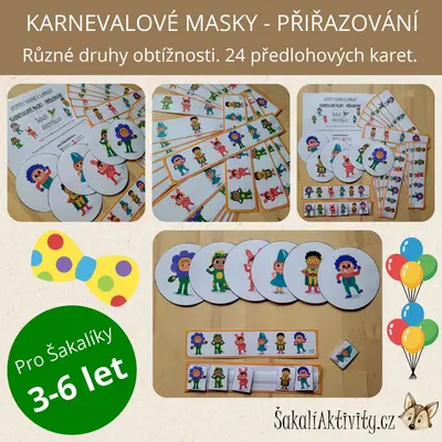 Sada aktivit - KARNEVALOVÉ MASKY - PŘIŘAZOVACÍ OBRÁZKY
