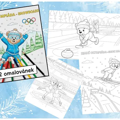 Zimní sporty- zvířecí omalovánky