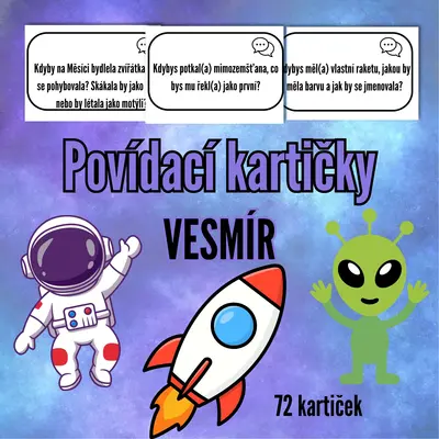 🚀 POVÍDACÍ KARTIČKY: VESMÍR (Velká sada 72 karet)