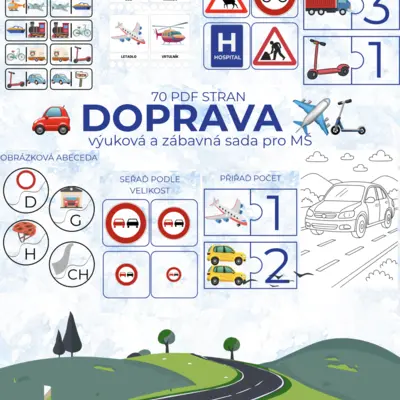 🚗 DOPRAVA – výukový PDF soubor pro děti v MŠ ✈️🛴