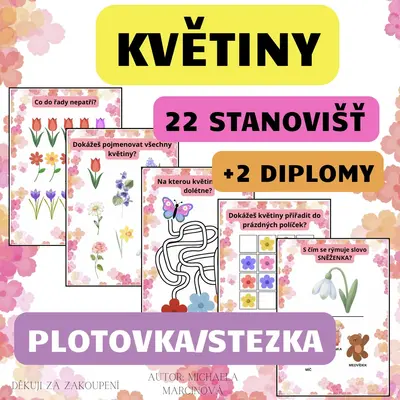 KVĚTINY (22 úkolů + 2 diplomy) - Velká plotovka/stezka