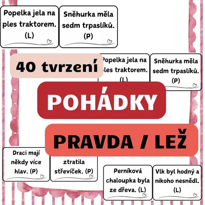 POHÁDKY - pravda/lež - 60 kartiček