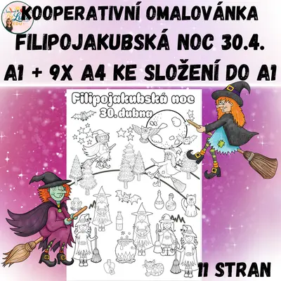 Kooperativní omalovánka čarodějnice, Filipojakubská noc 30. dubna