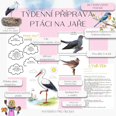 Týdenní příprava - Ptáci na jaře (bez barevného pozadí)