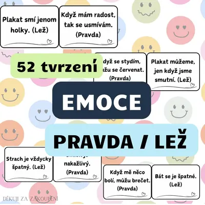 EMOCE - pravda/lež - 52 kartiček