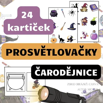 ČARODĚJNICE – prosvětlovačky (24 kartiček + 3 přehledové karty)