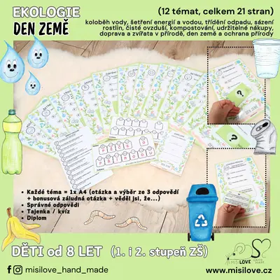 DEN ZEMĚ pro ZŠ - ekologie, stezka s otázkami, tajenka, diplom