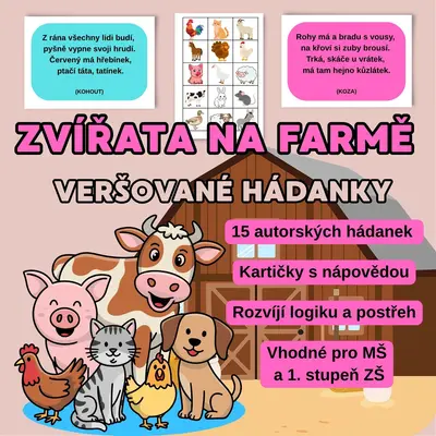 ZVÍŘATA NA FARMĚ - VERŠOVANÉ HÁDANKY