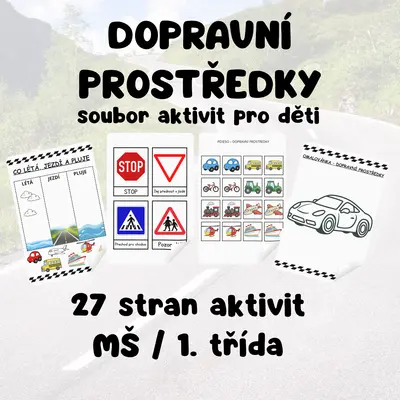 Dopravní prostředky – soubor aktivit pro děti (27 pracovních listů)