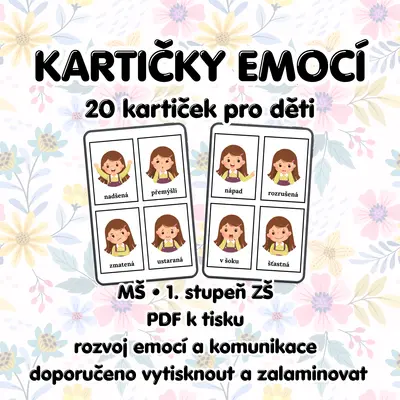 Emoce – výukové kartičky pro děti (20 kartiček)