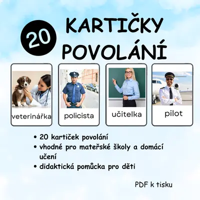 Povolání – výukové kartičky pro děti (20 kartiček)