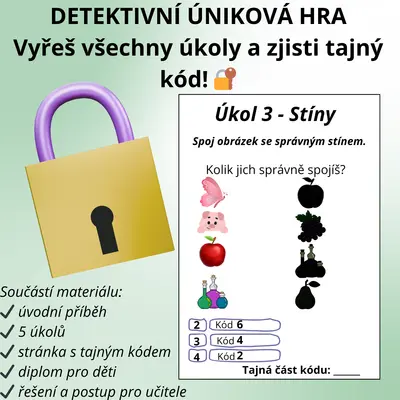 Detektivní úniková hra pro MŠ a 1. třídu 🔐