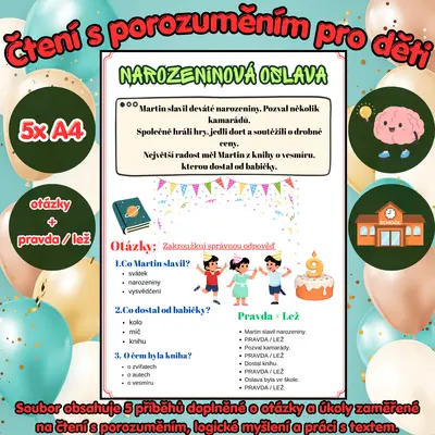 Čtení s porozuměním 3 - pro děti | 5x A4