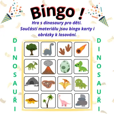 Bingo dinosauři pro děti | 20 bingo karet