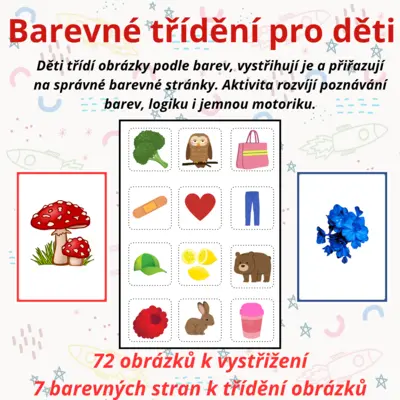 Barevné třídění pro děti | 72 obrázků |
