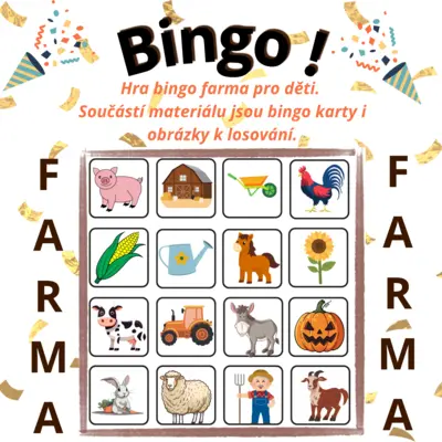 Farmářské bingo pro děti | 20 bingo karet
