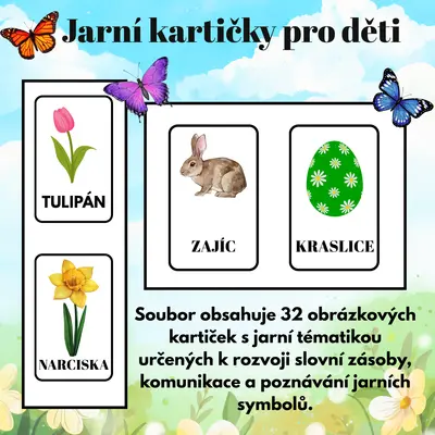 Jarní kartičky pro děti | 32 obrázkových kartiček