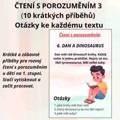 Čtení s porozuměním 3 / pro 1.–2. třídu | 10 krátkých příběhů + otázky