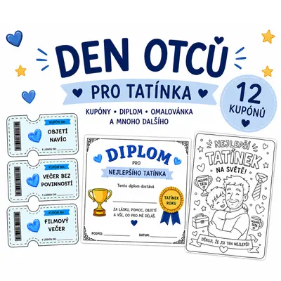Den otců pro tatínka – kupóny, diplom a omalovánka