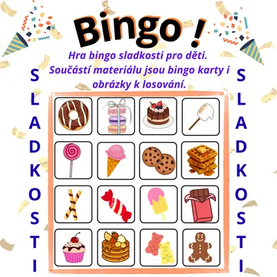 Bingo sladkosti pro děti | 20 bingo karet