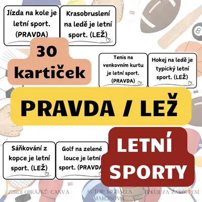 LETNÍ SPORTY - pravda/lež - černobílé