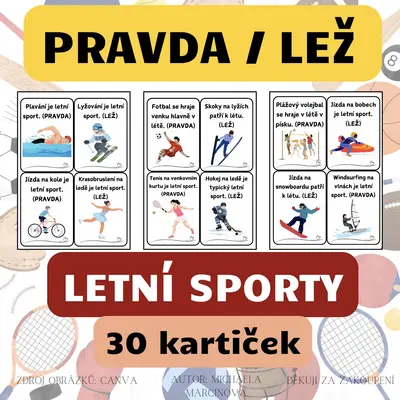 LETNÍ SPORTY - pravda/lež - barevné