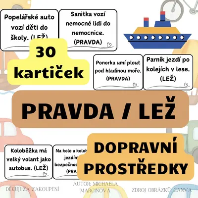 DOPRAVNÍ PROSTŘEDKY - pravda/lež