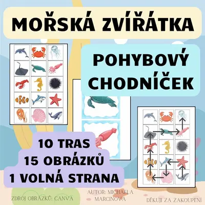MOŘSKÁ ZVÍŘÁTKA - pohybový chodníček