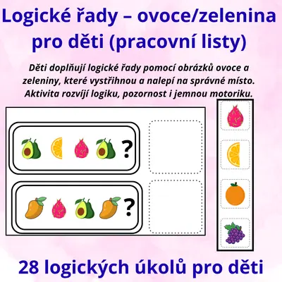 Logické řady – ovoce a zelenina | vystřihni a nalep