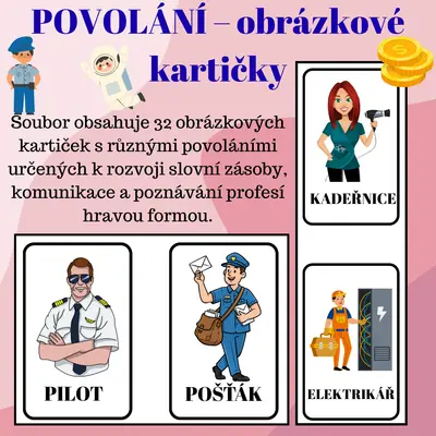 Obrázkové kartičky – Povolání | 32 kartiček pro děti