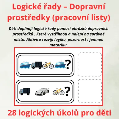 Logické řady – Dopravní prostředky | vystřihni a nalep