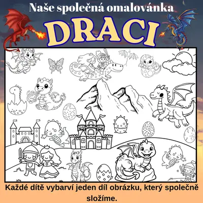 Mega omalovánka – Draci 2,8 a 18 částí 🐉✨