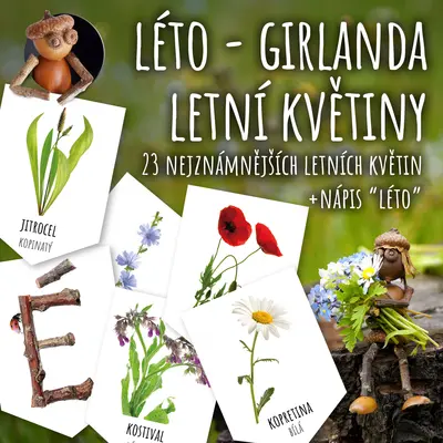 Letní květiny - Girlanda s nápisem LÉTO