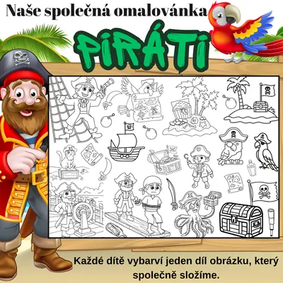 Mega omalovánka – Piráti 2,8 a 18 částí 🏴‍☠️🗺️