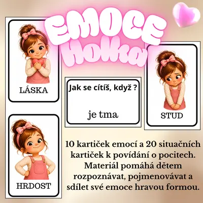 Emoce holka – kartičky k povídání o pocitech 🌸