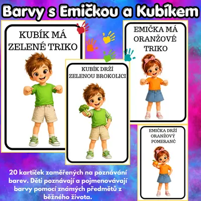 Barvy s Emičkou a Kubíkem – kartičky