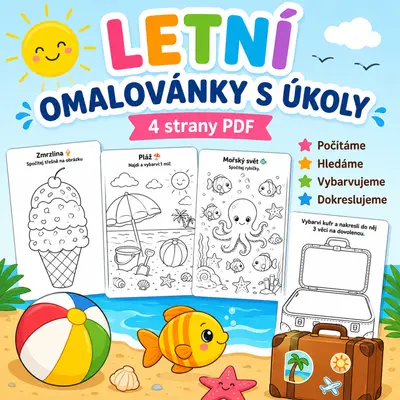 Letní omalovánky s úkoly