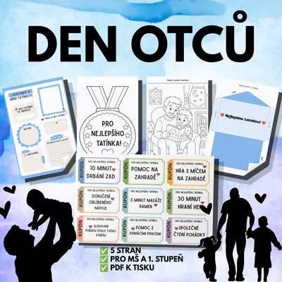 💙 Den otců – kupóny, medaile, omalovánka a dárek pro tatínka