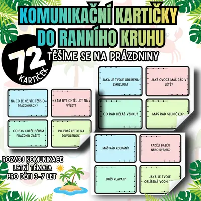 Komunikační kartičky do ranního kruhu – Těšíme se na prázdniny | 72 kartiček