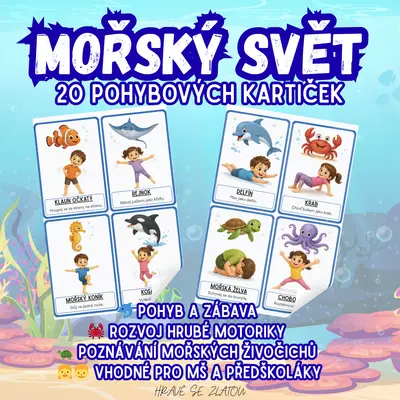 🌊 Morský svět – 20 pohybových kartiček pro MŠ a předškoláky
